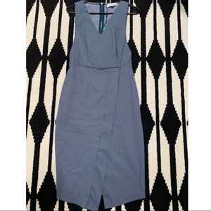 ASOS Closet London V Neck Denim Striped Midi Dress